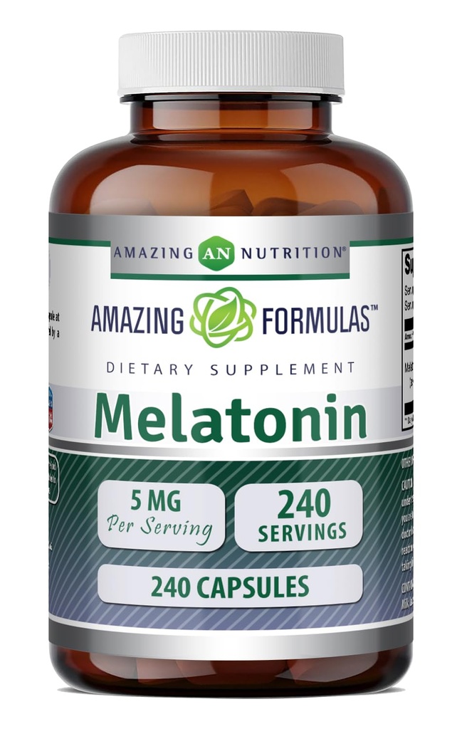 Amazing Appendias Melatonin dodatek 124; 5 Mg Per Serving CLANE124; 240 Kapsle 124; Non- GMO CLANE124; gluten Free CLANE124; Made in USA