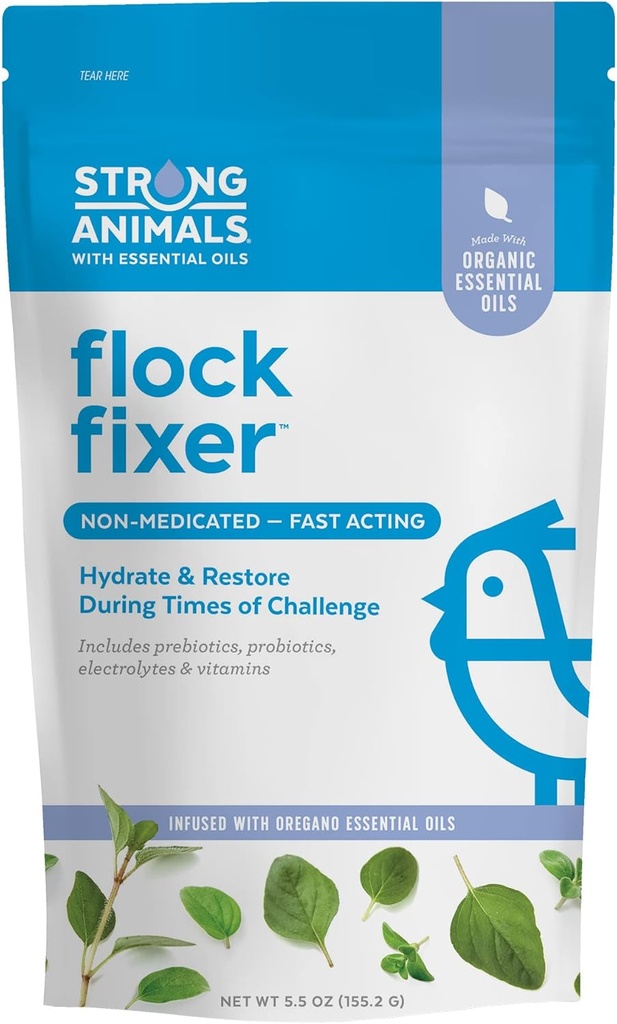Flock Fixer - podporuje imunitu backyard Chickens během období výzvy, Obsahuje organické oregano esenciální oleje (5.5 oz. Pouch)