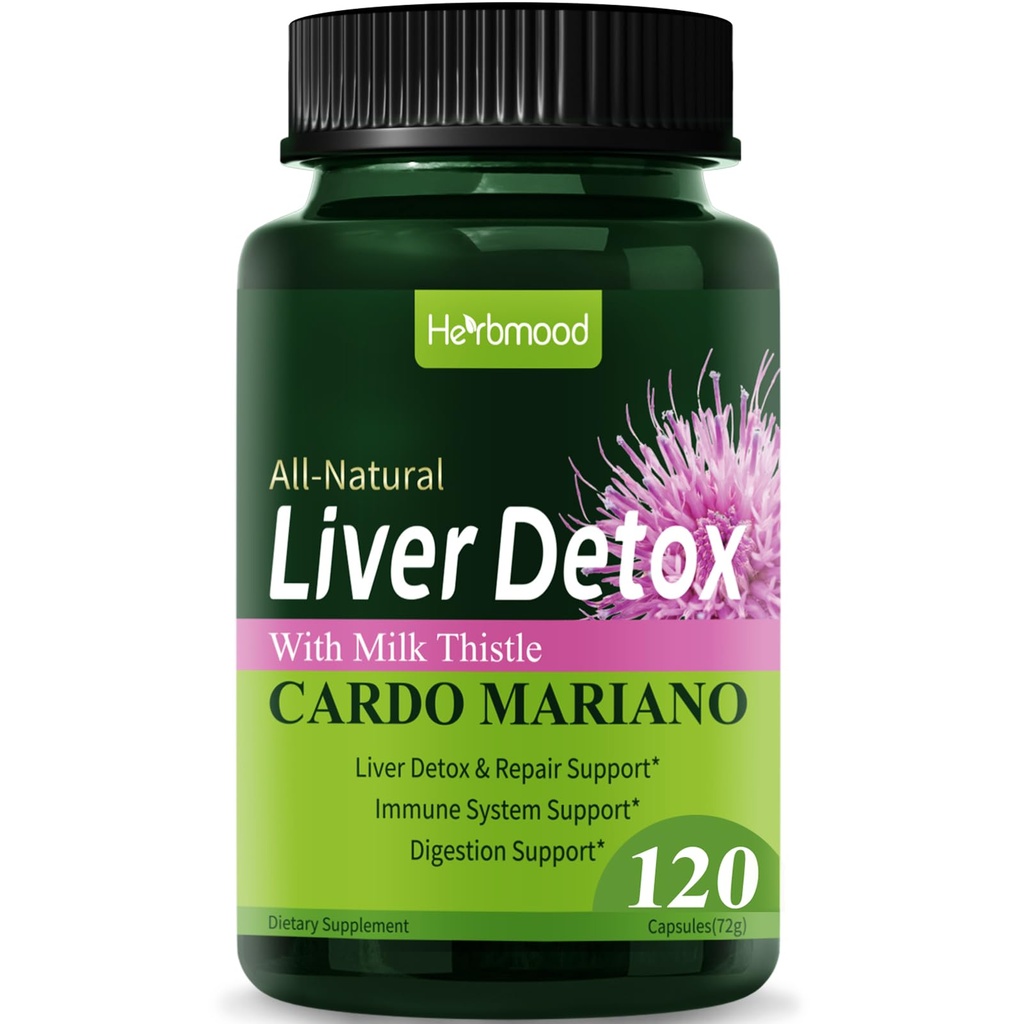 Silymarin Mléko Thistle Játra Detox Kapsle pro Tlustá játra, Alcachofa y Cardo Mariano con Silimarina para el Higado Graso, Játra vyčištění Detox a opravy Formule w / Artichoke Extract. 120Počet
