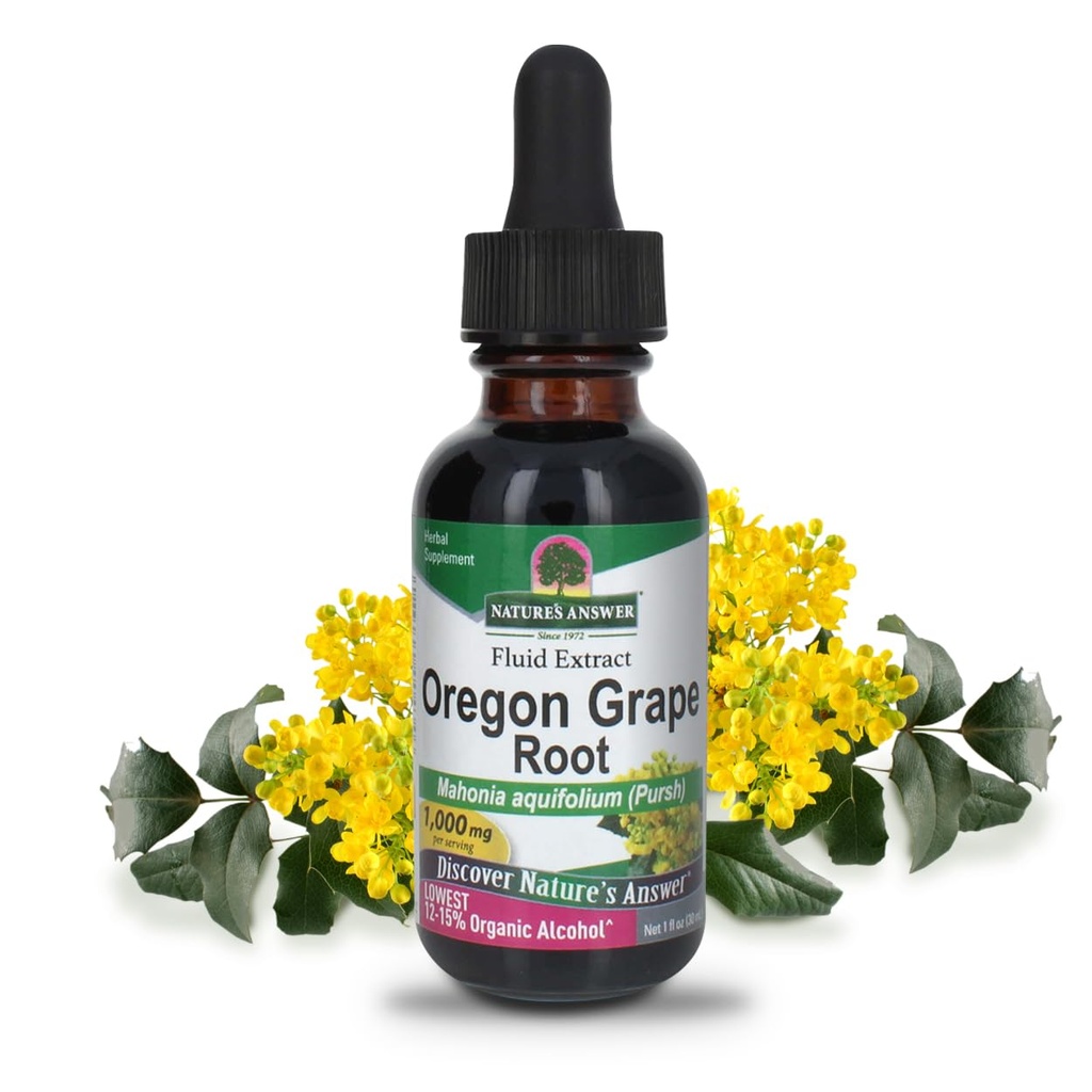 Odpověď přírody Oregon Grape Root s nízkým organickým -Alkohol 1oz extrakt 124; Podporuje celkové wellness current 124; Vegan, Non- GMO, gluten zdarma, Kosher current 124; Single Count