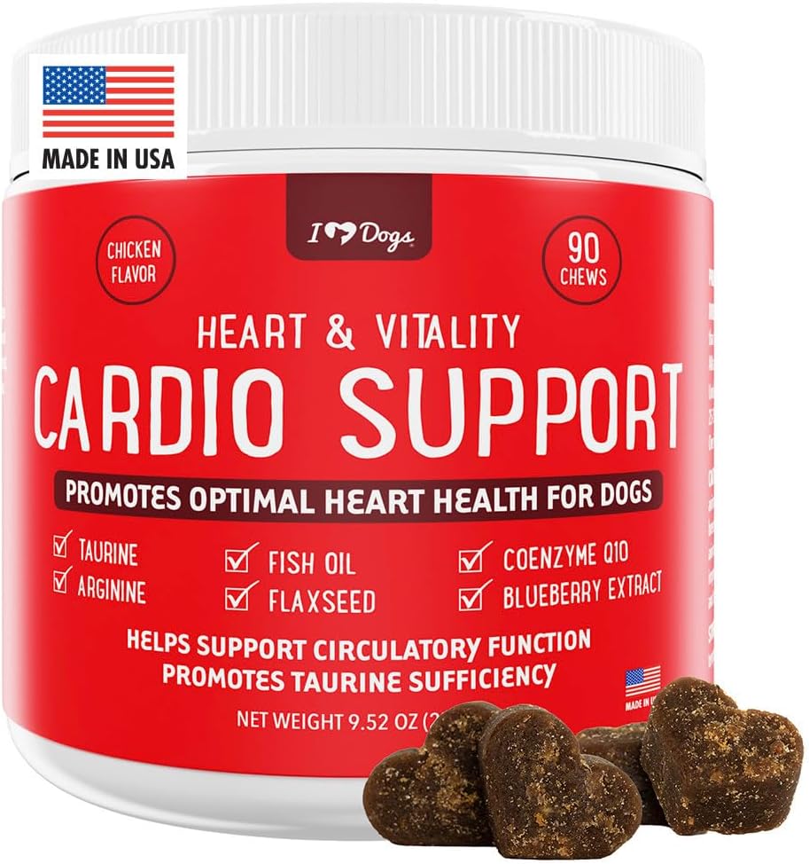 iHeartDogs Heart & Vitality Cardio Support for Dogs - Dog Heart Health Supplement with Anchovy Oil, Taurie, Flaxseed, Arginin, Blueberry Extract, Coenzym Q10