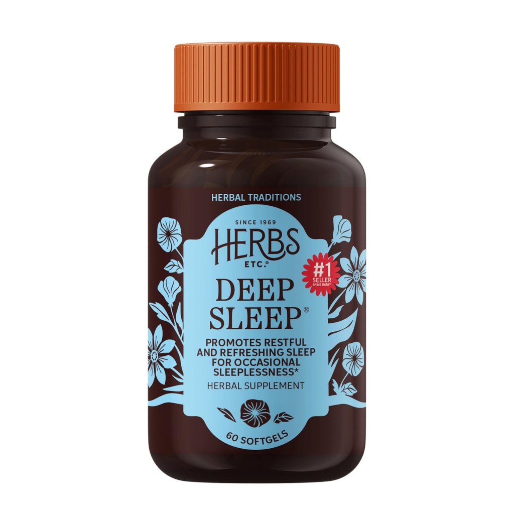 Byliny Etc. Sošky pro hluboký spánek - Příplatek na podporu spánku - Rest & Calming Support with Passionflower, Heřmánek & Lemon Balzám - 60 Sošky (60 Služeb)