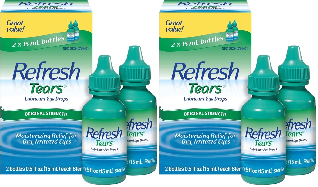 Refresh Tears Eye Drop Liquid Lubricant Bottle, 0.51 Ounce, 4 Pack