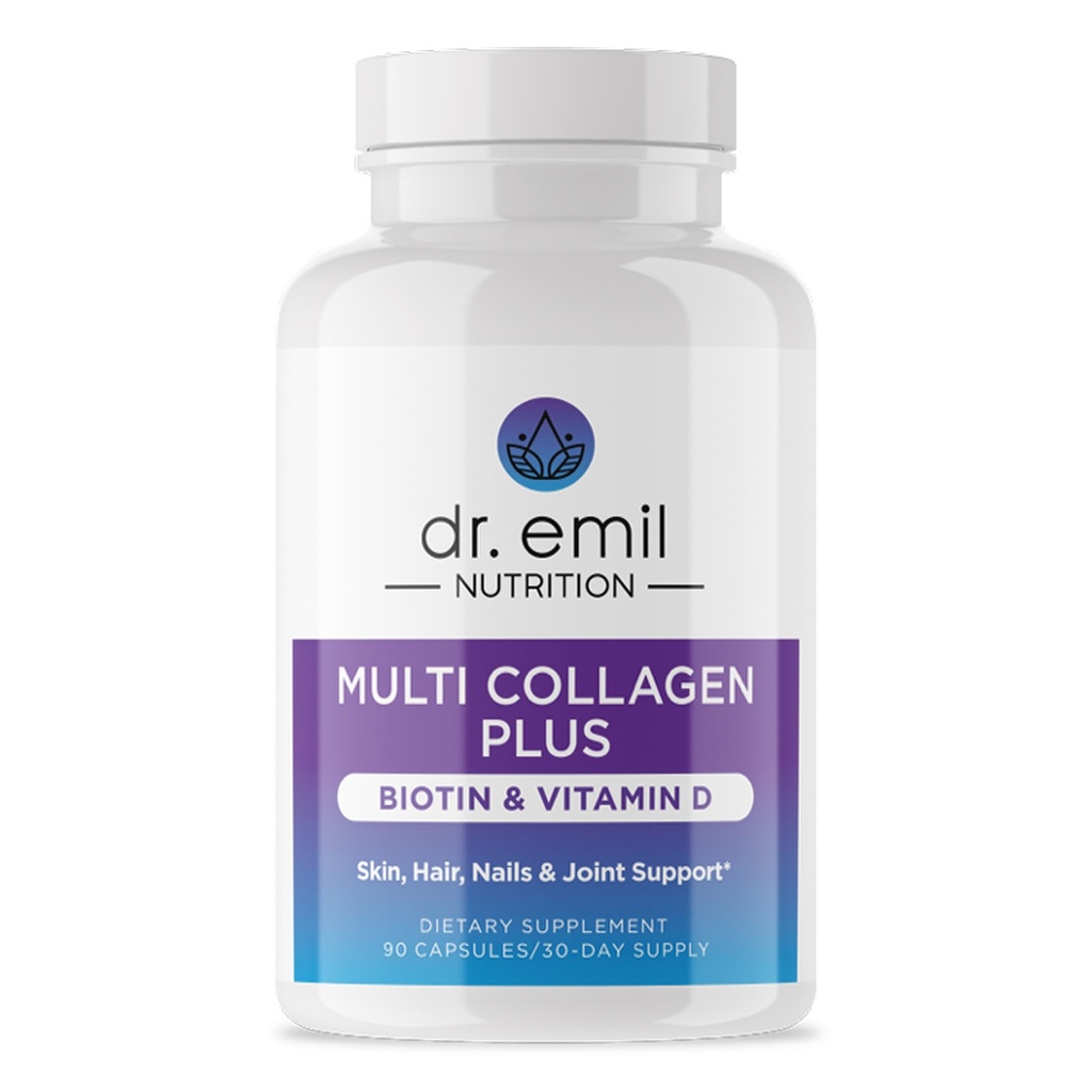 DR. EMIL NITRITION Multi kolagen Peptidy Plus Biotin a vitamin D - Biotin a kolagen doplňky pro vlasovou pokožku a nehty - Biotin pilulky pro růst vlasů