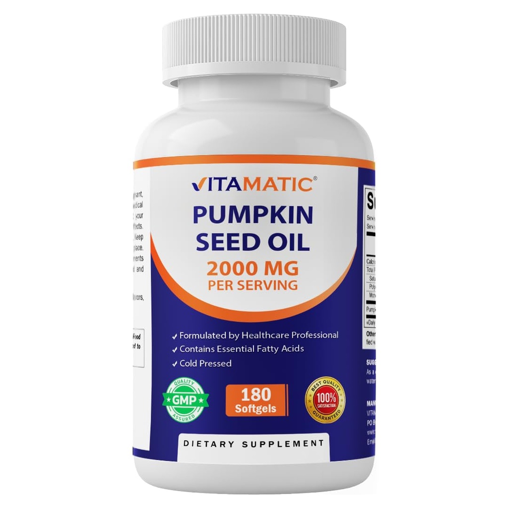 Vitamatický dýňový olej 2000mg Softgel Kapsle per Serving - 180 Softgels - 1000mg na softgel