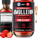 HERBIFY Mullein Drops - Lung Cleanse - Leaf Extract - Výkonný Mullein pro imunitní podporu, Detox & Respirační podpora - Made in USA - 4 Oz Jahodové Flavor