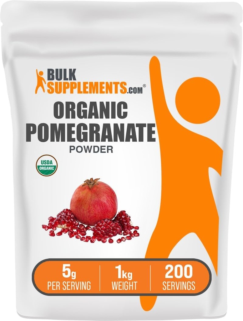 BulkSupplements.com Organic Pomegranate Powder - Granátový dodatek pro imunitní podporu, bylinný dodatek - Gluten Free, 5g per Serving, 1kg (2,2 kg) (balení po 1)