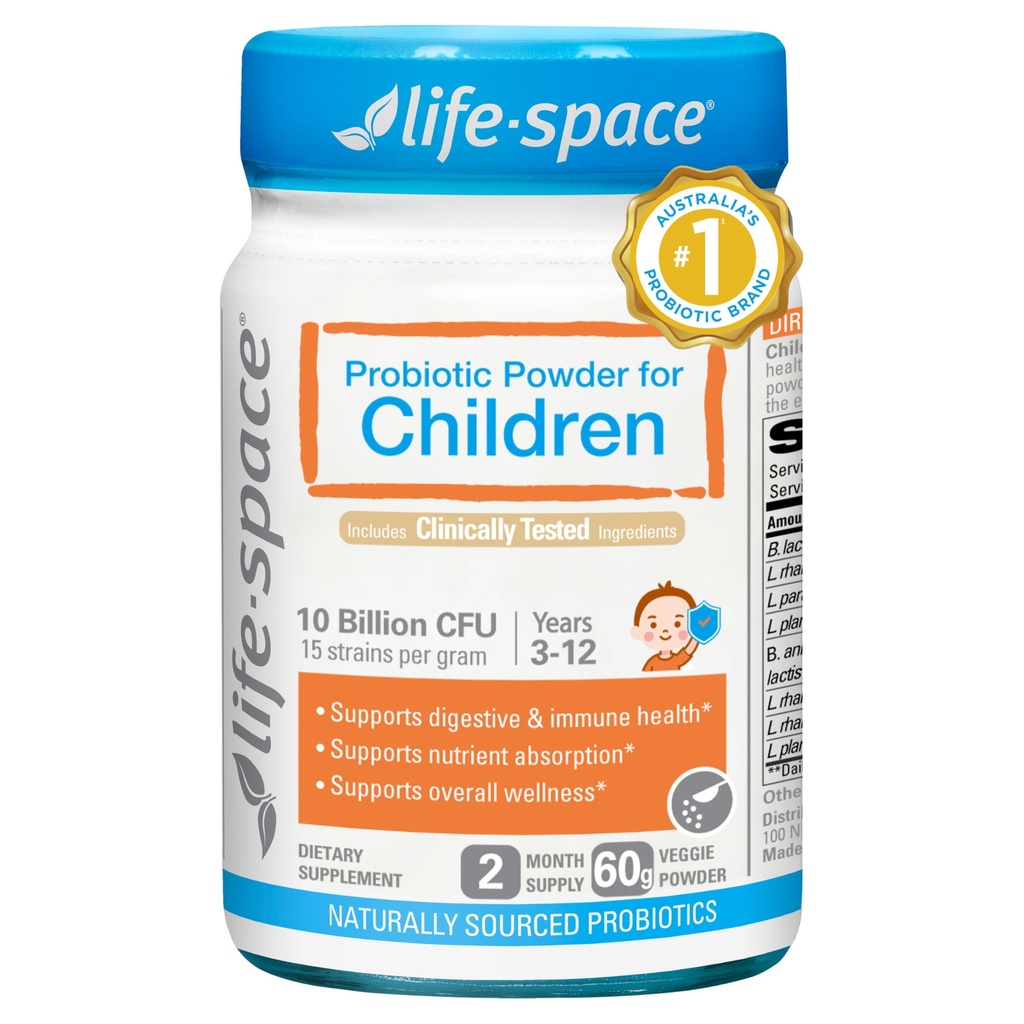 Life- Space Probiotika pro děti 3- 12 let, 10 miliard CFU & Multi Strein, Zlepšit appetite pro Relieve Picky, Boost stravitelné zdraví & imunitní, Podpora dětské celkové zdraví, 60 Grams