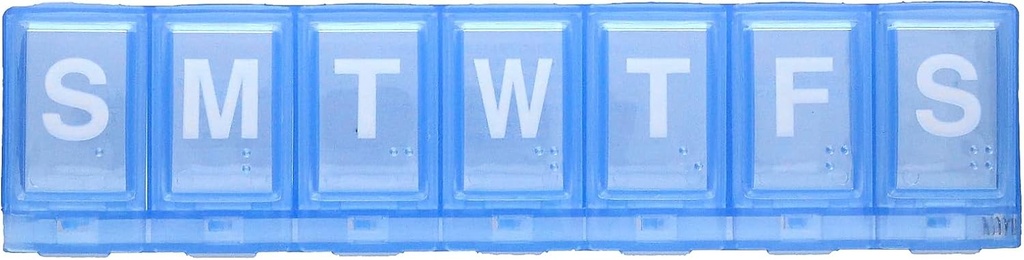 EZY DOSE Weekly (7- Day) Planner pilulky, Medicine Case, Vitamin Organizer Box, Velké Locking Compartments to Secure Prescription Medication and Prevent Accidental Liling, Blue