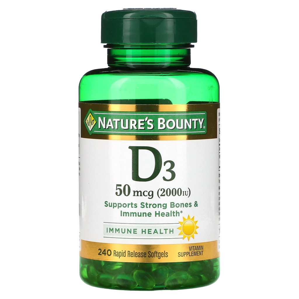Příroda 's Bounty D3- 2000 IU, 240 Softgels (Balení po 2)