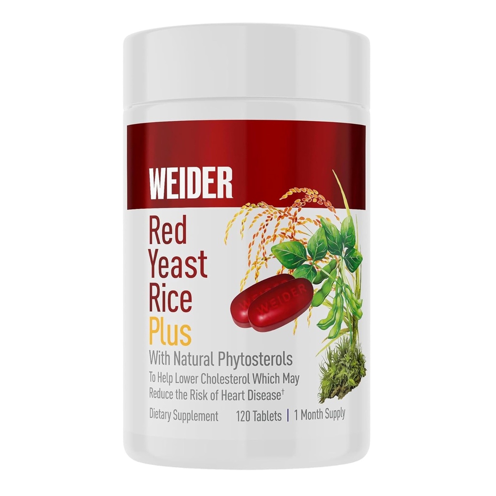 Weider Red Yeast Rice Plus 1200mg, s 850mg přírodních fytosterolů, gluten zdarma, jeden měsíc dodávky