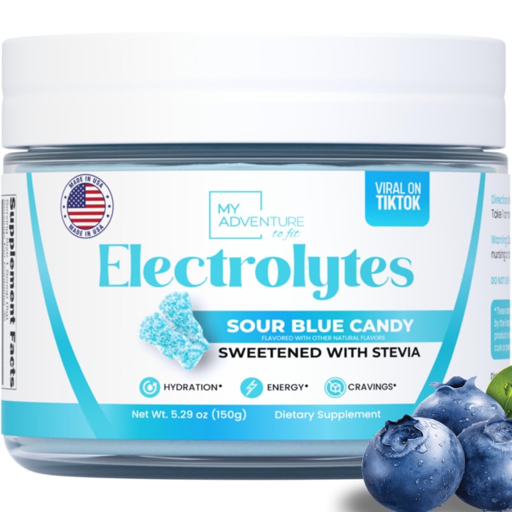 Nulový cukr - Sur Blue Candy Electrolytes Powder - Refreshing Hydration - Kofein Free Energy - Všechny přírodní složky - Vegan, Keto & Paleo - Sugar Free Electrolyte Powder Drink Mix - 30 Podání