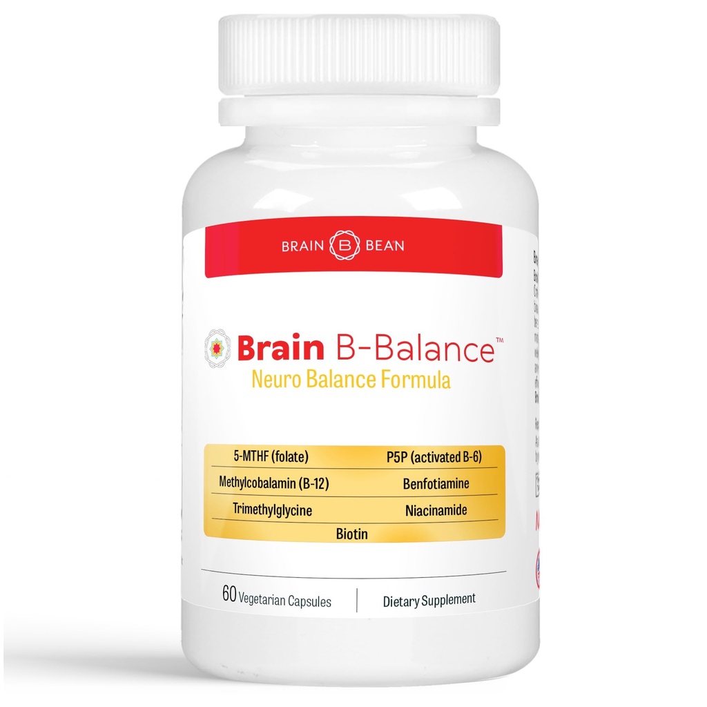 Mozková bilance B: Methylovaný multivitamin - Komplexní neurobalanční vzorec B - Methylfolát podporuje mood. Mysl. Paměť - 60 Veganských tobolek