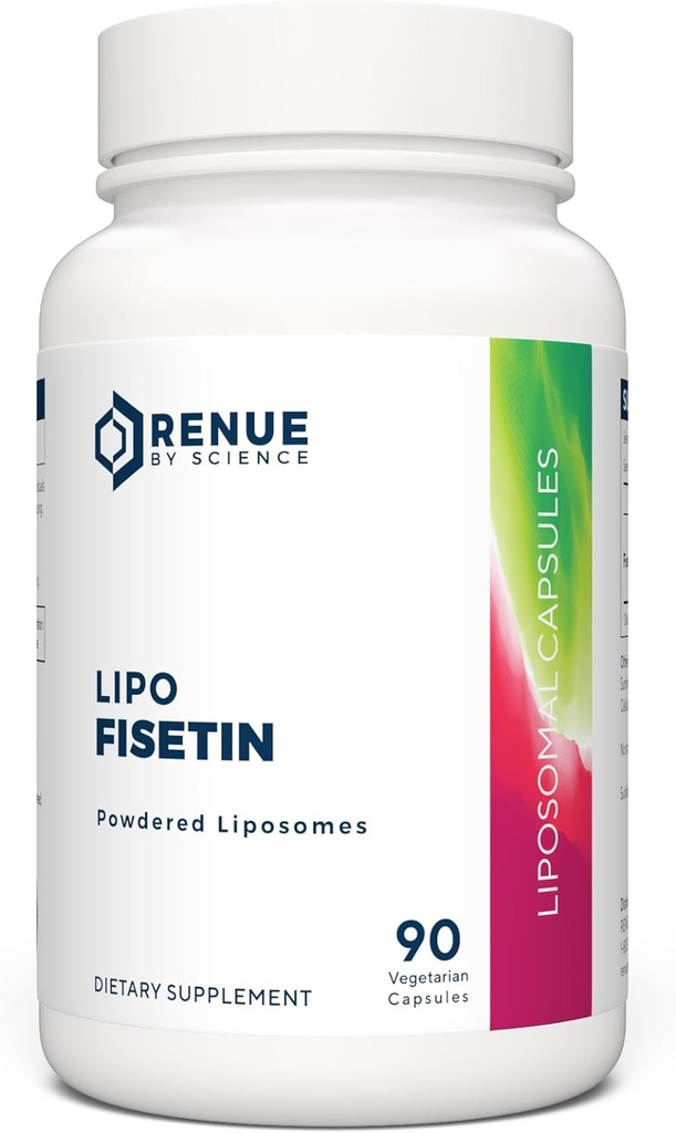 Renue By Science Fisetin CLAS124; 90 Liposomální Fisetin doplňky - 150mg Fisetin per Serving CLAS124; Senolytické doplňky CLAS124; Biologicky dostupný vzorec pro zvýšenou absorpci 124; Non- GMO & Made in The USA