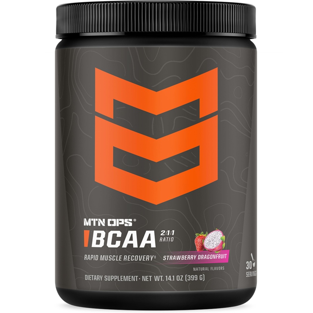 MTN OPS BCAA 2: 1: 1 Aminokyseliny dodatek prášek pro rychlé svalové zotavení a opravy s nulovým cukrem & gluten zdarma (30- Serving Tub, Jahodové Dragonfruit)