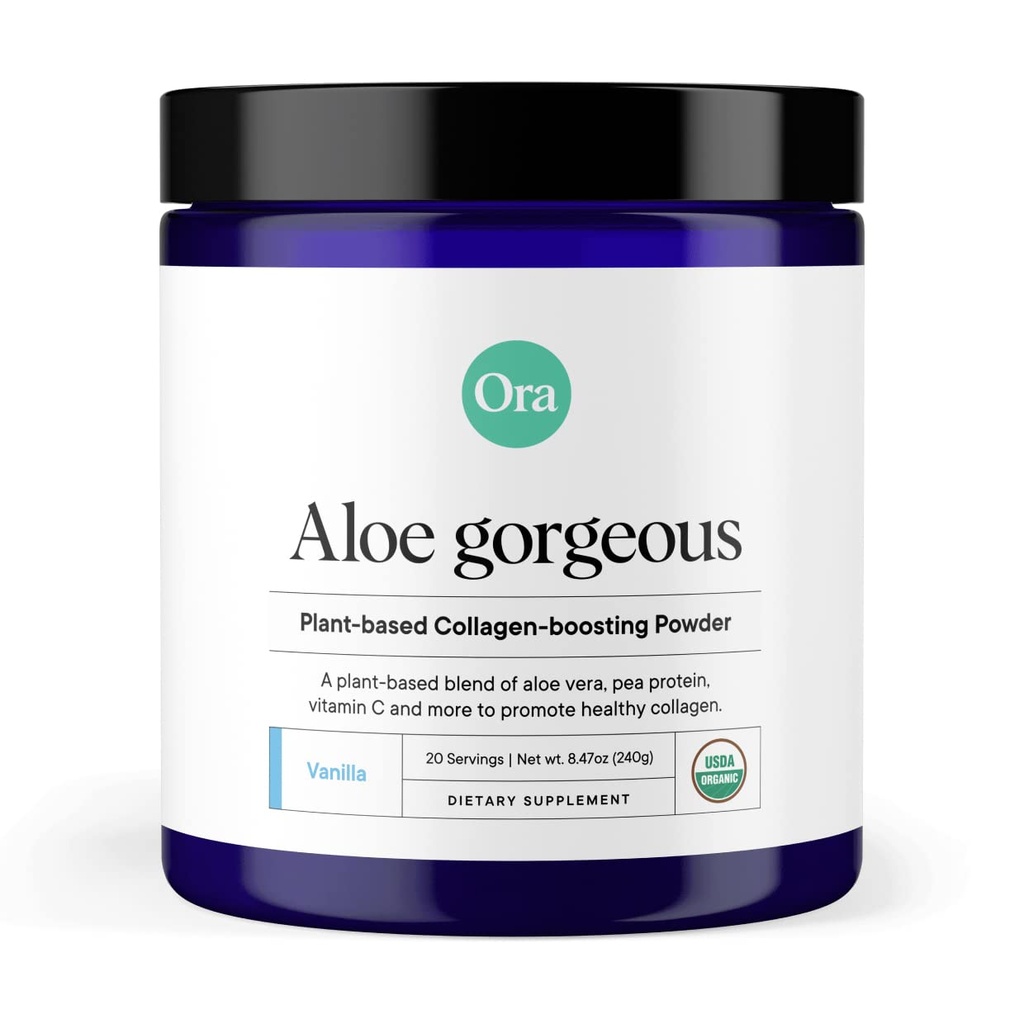 Ora Organic Vegan Collagen- Booing Powder for Women and men - Vlasy, kůže, a hřebíky podpora - Bamboo silica, Plant- based Protein, Organic Vitamin C, Aloe Vera - Vanilla Flavor, 20 Služeb
