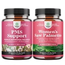 Svazek PMS podpory a Saw Palmetto pro ženy - Hormon Balance s DIM, Chasteberry, Black Cohosh & Ashwagandha pro období křeče a Saw Palmetto Extract s Maca Root & Biotin pro vypadávání vlasů
