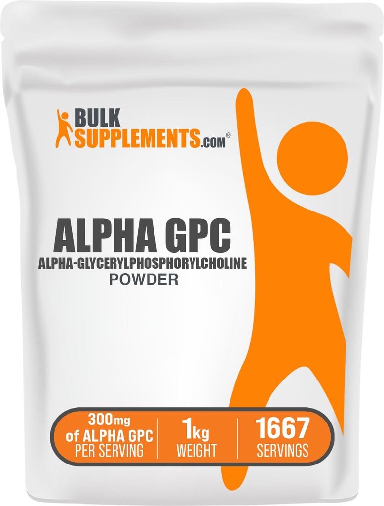 BulkSupplements.com Alpha GPC Powder - Cholin doplňky, Alpha GPC 300mg - bezochucené & gluten zdarma, 600mg na servírování, 1kg (2,2 kg) (balení po 1)