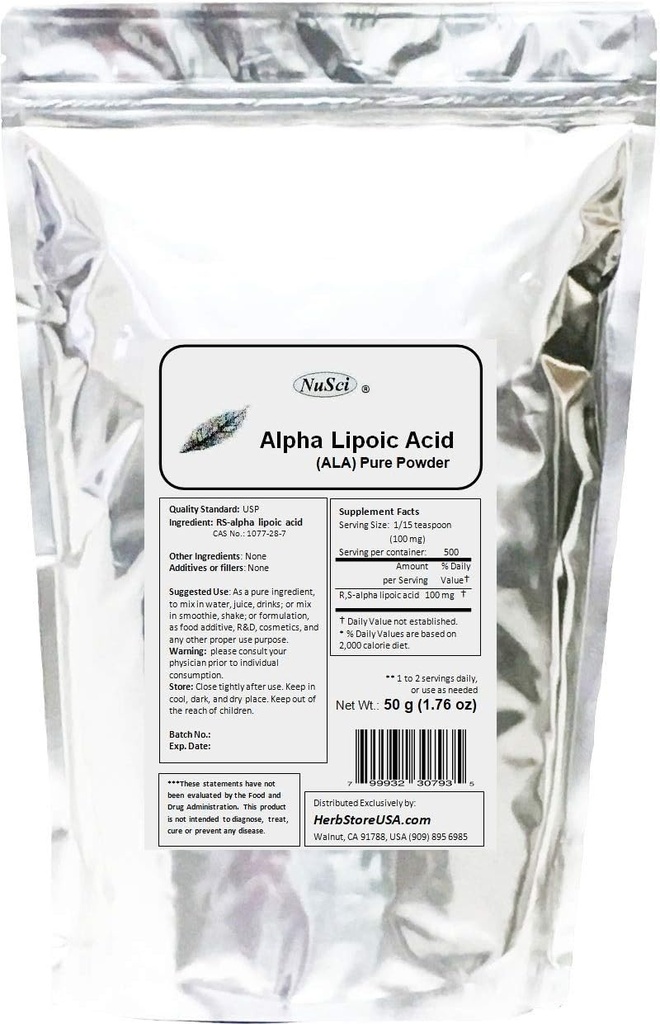 Čistá ALA RS- Alpha kyselý prášek (50 gramů (1.76 oz))
