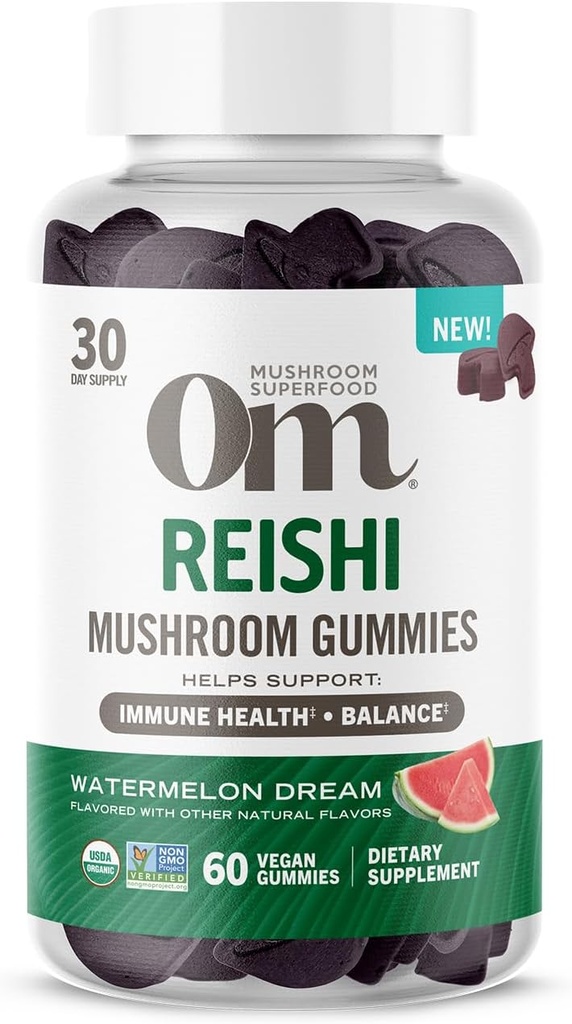 Om Houba Superfood Reishi Gummies, USA pěstované organické houby, podporuje imunitní zdraví, Balance, & Stress, 60 Počet, 30 Servings Gummy doplňky