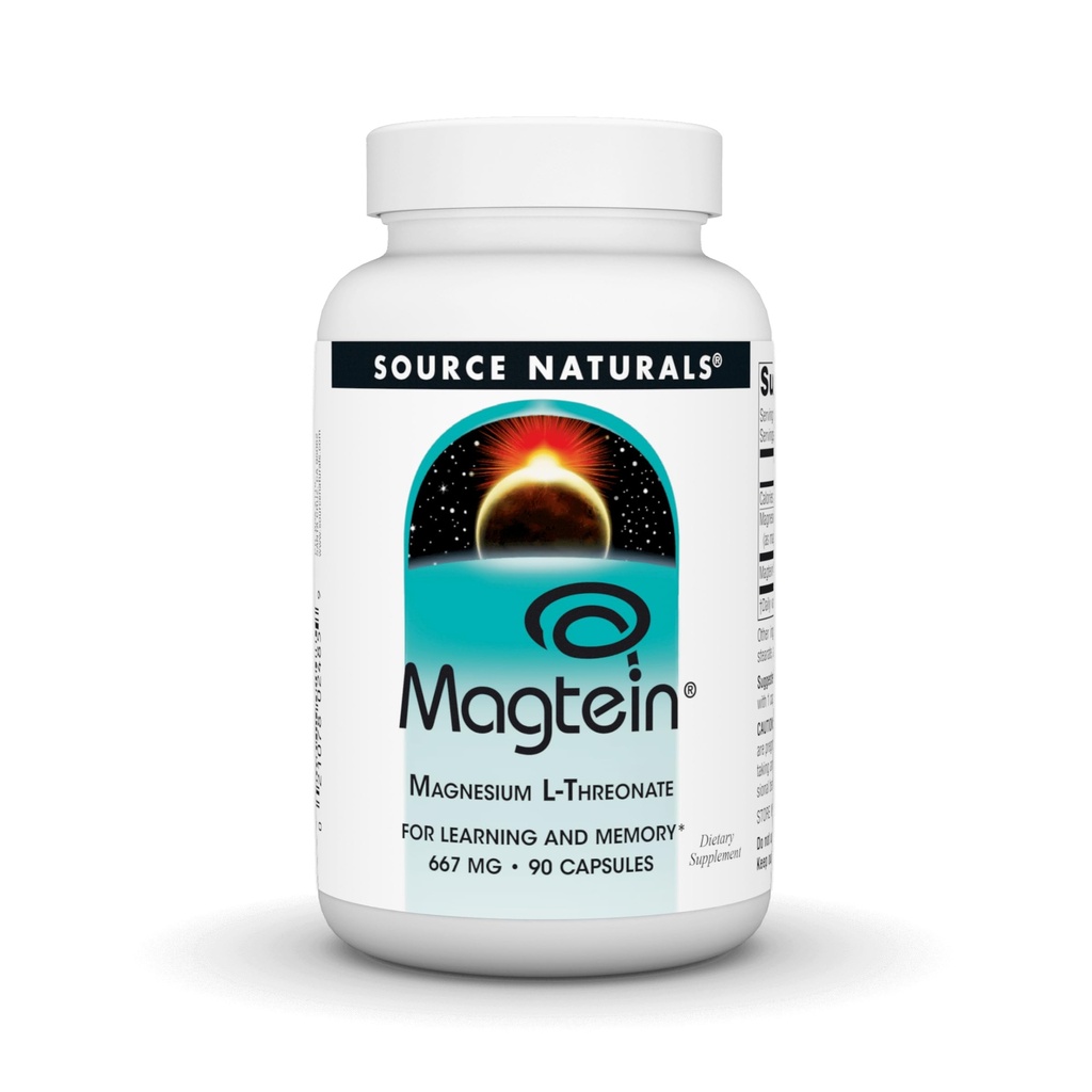 Zdroj Naturals Magtein Magnesium L- Threonát 667mg Podporuje Focus, Mood, Zdravá paměť, Kognitivní funkce, Spánek * - 90 Kapsle