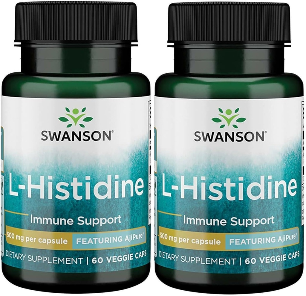 Swanson L- Histidin - Přednášející Ajipure 500 mg 60 Veg Caps (2 balení)
