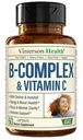 Komplex vitaminu B s VIT C & kyselina listová (folát) - 8 Vitaminy s vysokou potencí B: B1, B2, B3, B5, B6, B7, Vitamin B12 + Biotin, Cholin & Inositol. Nálady, energie, nervový systém a imunitní podpora