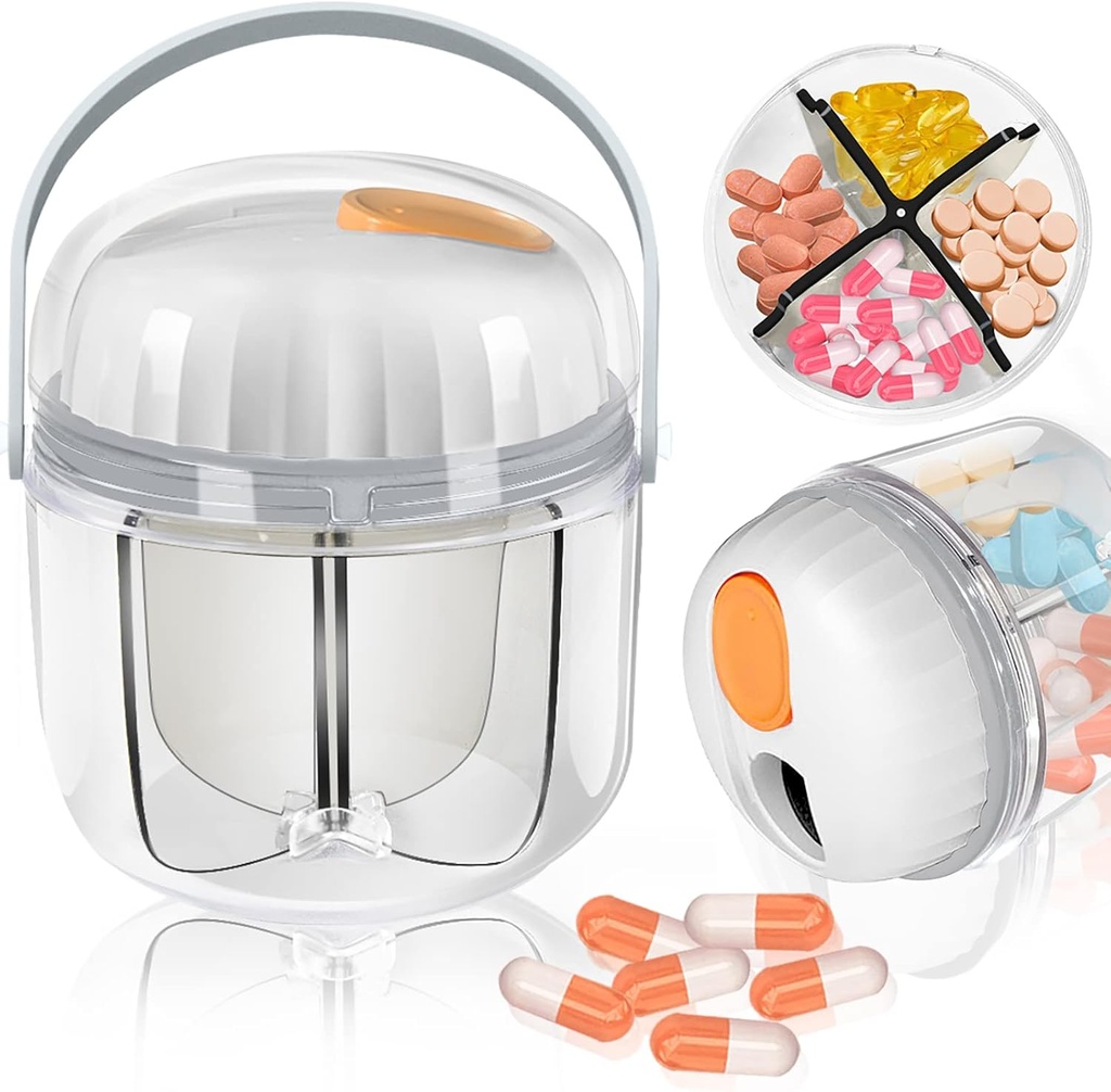 Pill Box, Pill Organizátor pro cestovní roztomilé léky Organizátor NO-BPA Moisture Proof Medicine Kontejner pro vitamíny, rybí oleje, doplňky (bílé)