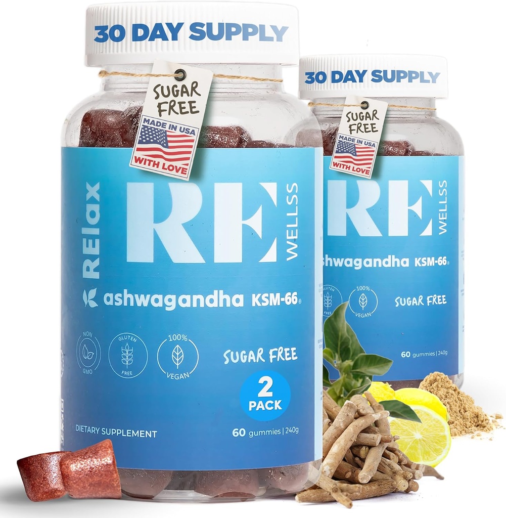 Ashwagandha & Vitamin D Gummies PHAR124; Dietní doplňky CARL 124; KSM 66 Ashwagandha for Stress Support 300mg PHARD 124; L-Theanine Lemon Balm PHAR124; Natural Herbal Non- GMO Sugar Free Gluten & Gelatin Free Gluten 124; 2 Pack