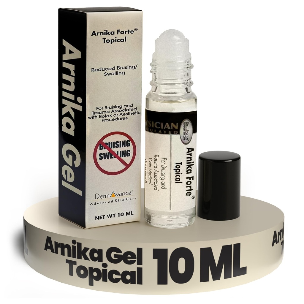 Arnika Forte Topical Roll- On, Arnica Gel pro podlitiny a otoky po operaci, Easy- to- Use Arnica Gel Topical pro post- chirurgickou péči a sportovní zranění, jasné, 10 ml