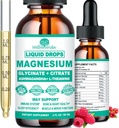 Glycinát hořečnatý 500 mg, Klidný Glycinát hořečnatý, Citrát s vitaminem D3 K2 B6 Ashwagandha, L- Theanine, Chelate Magnesium Complex Supplement Tekuté kapky pro imunitní spánkové nervy