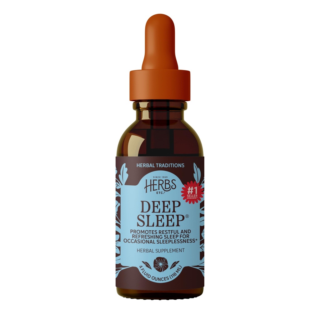 Byliny Etc. Deep Sleep Classic Liquid Extract - Bylinný dodatek pro přírodní a jemné spánkové podpory - Restful Sleep Supplement with Passionflower, Heřmánek a Lemon Ballem - 4 fl oz (157 Služeb)