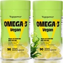 Vegan Omega-3 DHA doplňky - Premium Fish Oil Alternative z Řasy olej 124; 90 Karagenan Volné Softgels CU124; Plant Based Algal DHA Essential Fatty Acids, Non- GMO (Řasy, 90 Počet (balení po 2))