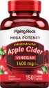 Piping Rock Apple Cider Ocet Kapsle Caplet 124; 1600mg Obal 124; 150 Pills 124; High potency CLAS124; Extra síla ACV dodatek 124; Vegetarian, Non- GMO, gluten zdarma