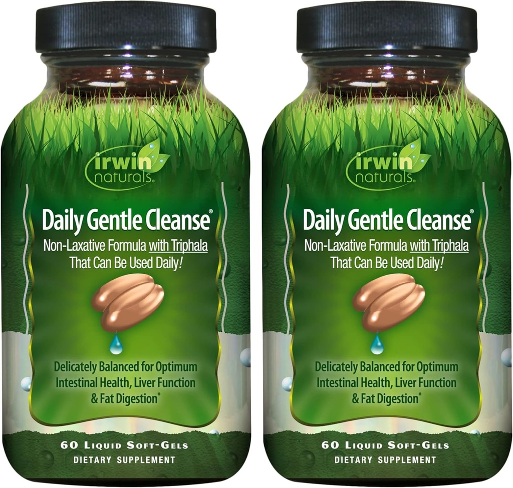Irwin Naturals Daily Gentle Cleanse - 60 Liquid Soft- Gels, balení po 2 - Non- Laxative Formule s Triphala