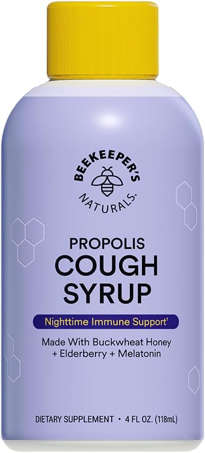 BEEKEPER 'S NATURALS B.Better Nighttime Cough Syrup for Dospělí - Elderberry Extract, Bee Propolis Extract, Buckwheat Honey - Imunitní podpora, 4 oz