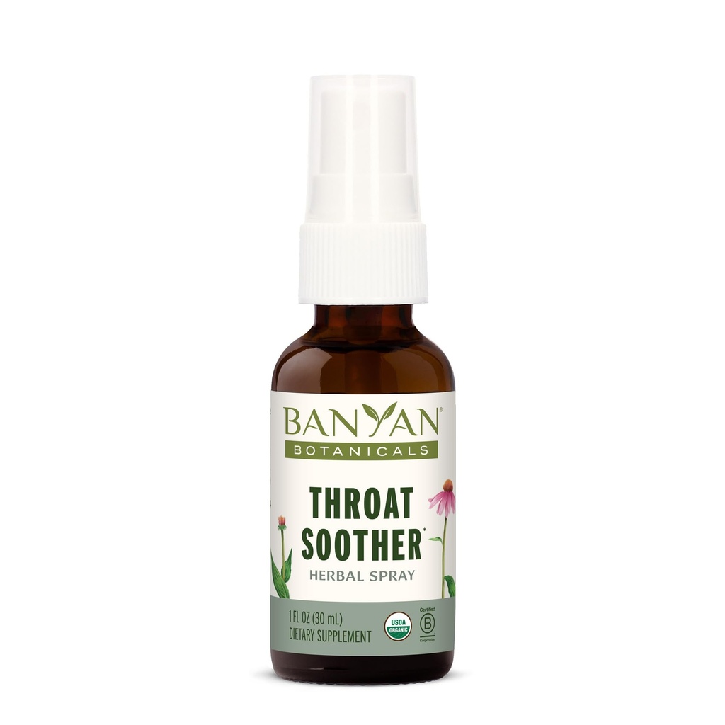 Banyan Botanicals Throat Soother Herbal Spray - Organic Herbal Throat Spray with Echinacea Root for throat Comfort and Immunication Support * - 1 fl oz. - Non- GMO Udržitelně Sourced Vegetarian