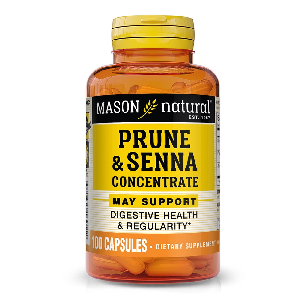 MASON NATURAL Prune Senna Concentrate, Natural Zeleninové Laxative for Regularity and Supports Bowel & Digestive Functions, 100 Kapsle