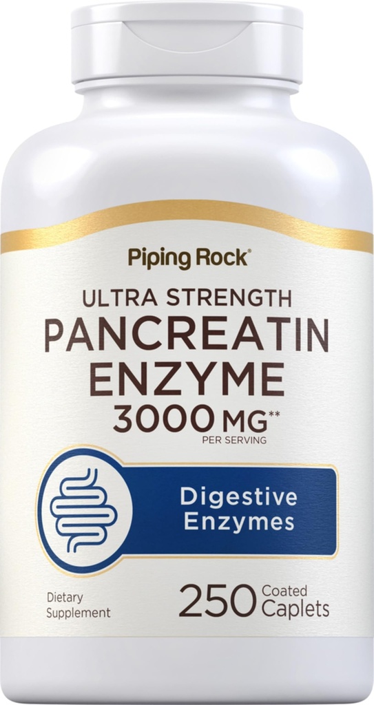 Piping Rock Pancreatin Digestive Enzymes CLAS124; 3000mg CLAS124; 250 Caplet CLAS124; Ultra Streng124; Non- GMO, gluten zdarma dodatek