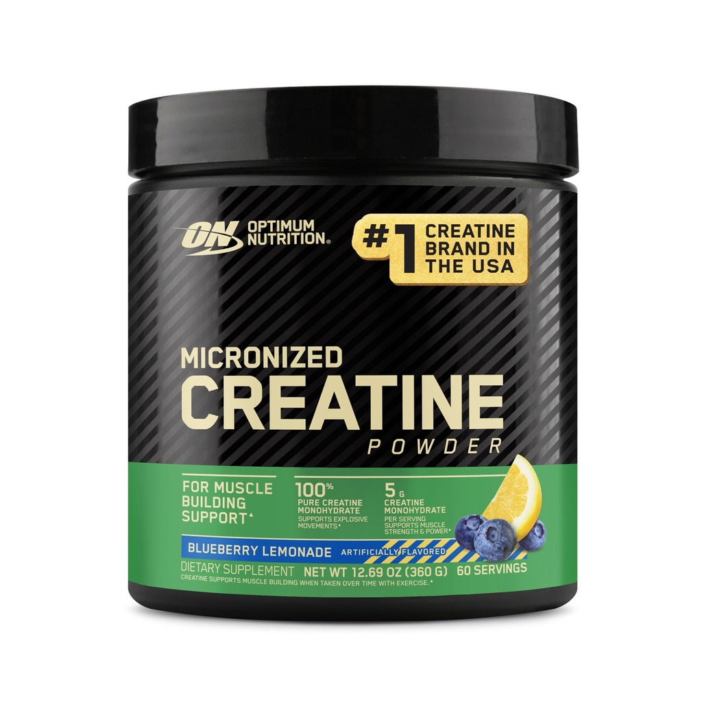 Optimum Nutrition Micronized Creatine Monohydrát Powder, Blueberry Lemonade Creatine, 60 Servings, 360 Grams (Balení květen Vary)