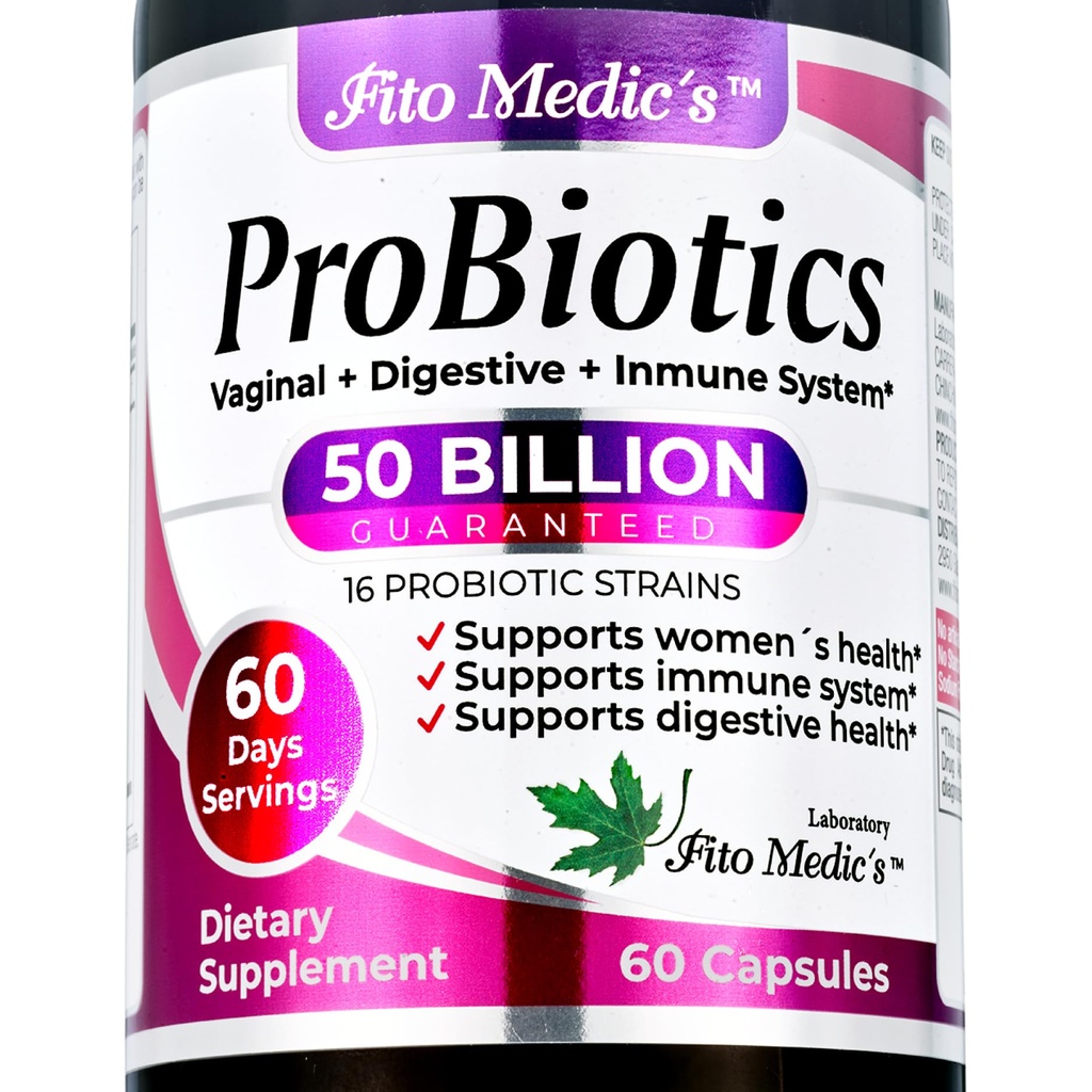 FITO MEDIC 'S Lab - Probiotika pro ženy - 50 miliard CFU - probiotika - 60 dnů Servings s - probiotika pro stravitelné zdraví - 16 - probiotika - Směs. Promotes Digestive Balance.