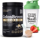 ColonBroom Premium Psylium Husk Powder (Strawberry, 60 Servings) + Shaker Lahvička pro Colon Broom Powder Bundle - Colon Cleanse for Bloating Relief & Gut Health - Fiber Powder Dodatek