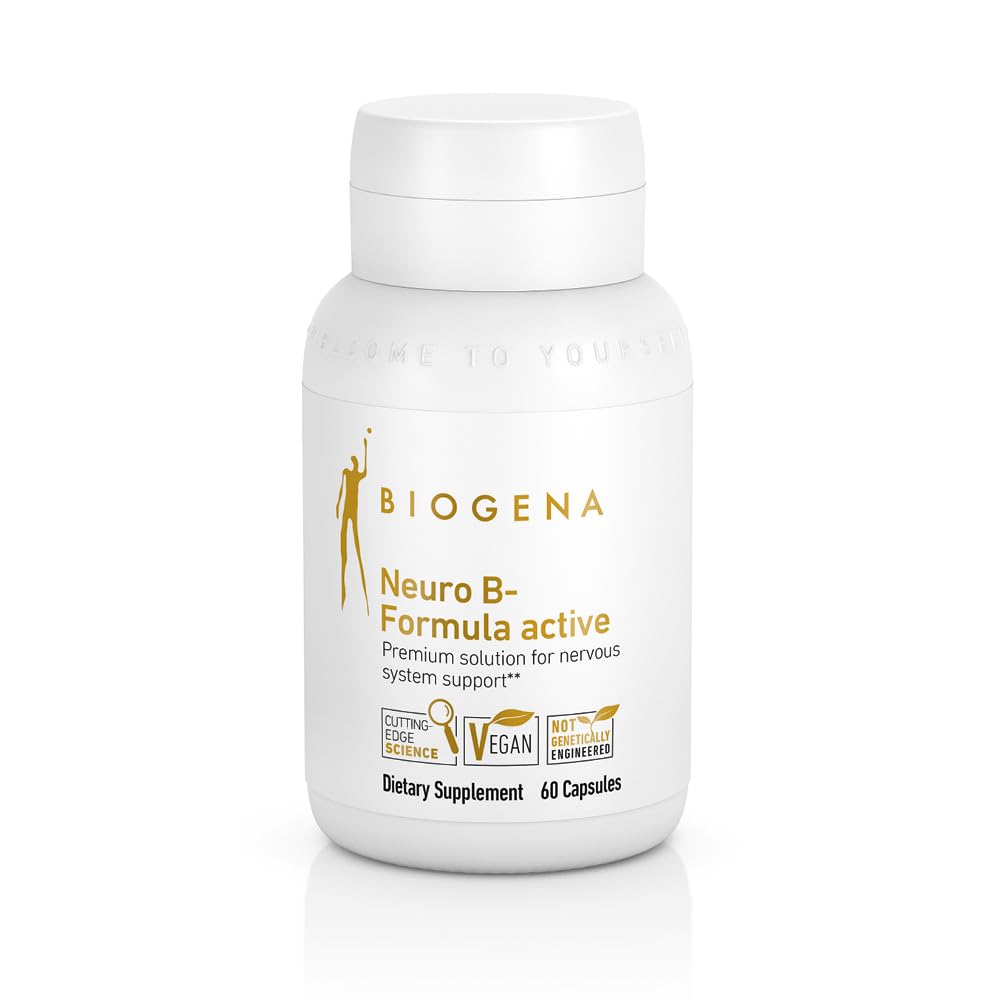 Biogena vitamin B Complex Capsules with All 8 b- Vitamins B1, B2, B6, B12, folát, niacin, biotin a pantotenová kyselina na podporu psychózy a nervového systému * * - Neuro B- Formule Active Gold