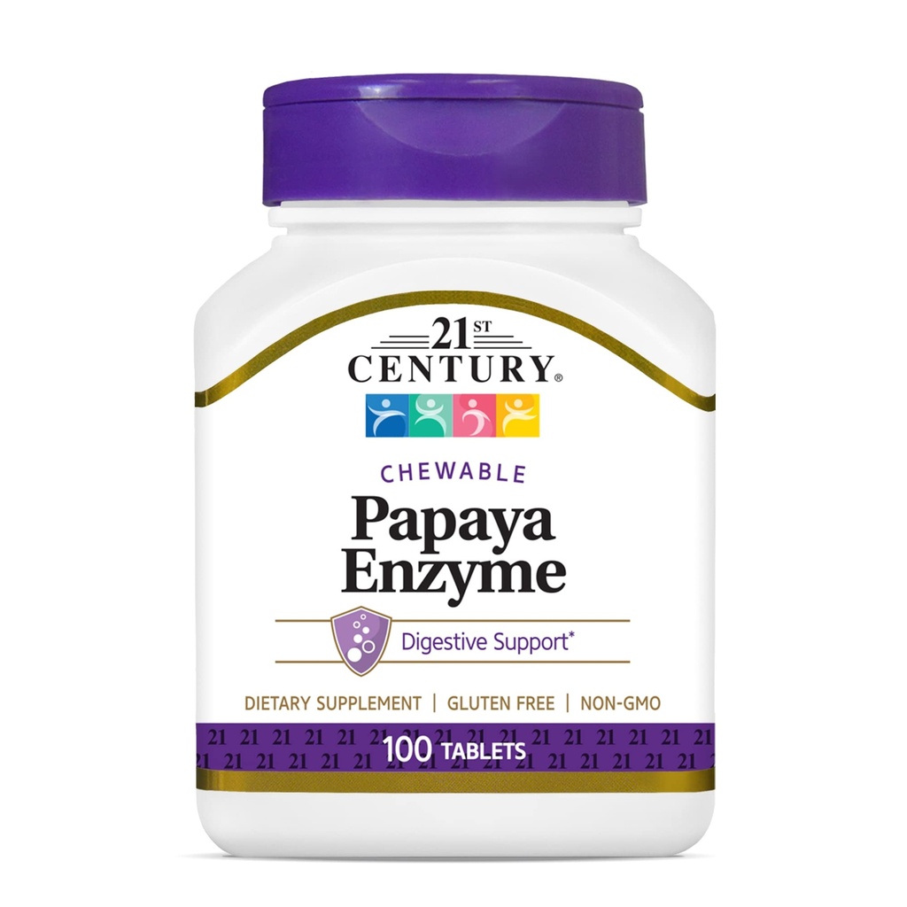 Vitafuze Fiber Well Sugar Free Fiber, 90 Počet a 21. století Papaya Enzyme Žvýkací tablety, Tropické, 100 Počet