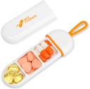 Toplive Travel Pill Organizátor, Přenosný Pill Kontejner Mini Daily Pill Organizátor, Malé Pill Case Travel Medicine Organizátor Pocket Doplněk Vitamin Fish Oil Box, Bílý Orange
