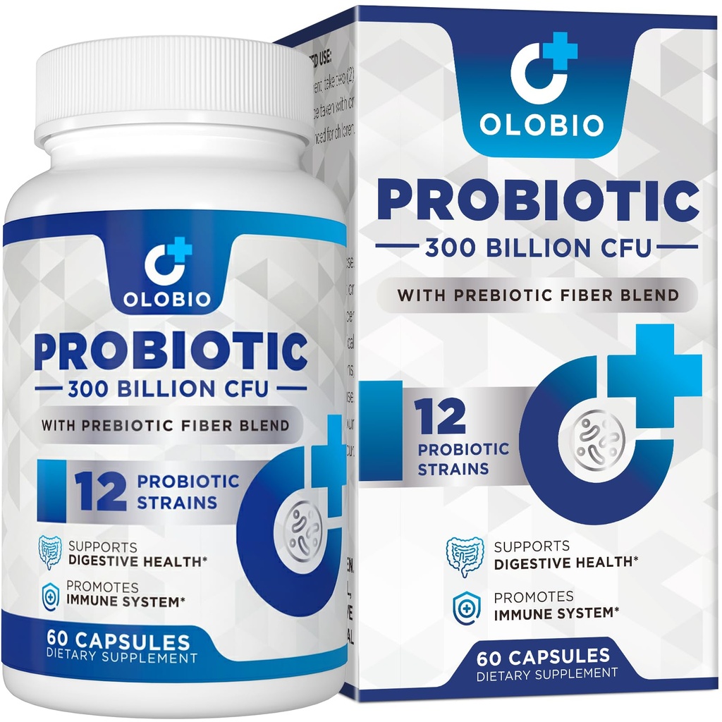 300 Miliardy CFU Probiotic, 12 Strany s 3 Organic Prebiotics, Probiotika pro ženy a muže, Denní dodatek pro stravovací, imunitní, Gut & Floating Health, Stabilní, Vegan, 60 Counts