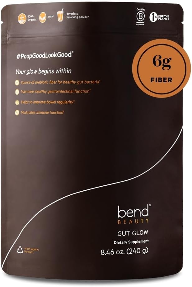 Bend Beauty Gut Glow 124; Daily Prebiotic Fiber Supplement Powder w / Tremella Mushroom Exract 124; Digestive Gut Health 124; 6g Soluble Fiber per Serving Of 124; 100% Organic, Vegan, Cukr Free Fiber 124; Neochucené