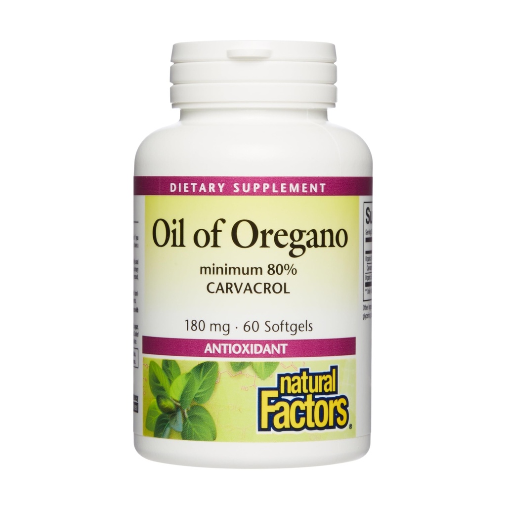 Přírodní faktory olej oregano - podporuje zdravé funkce imunitního systému - Bylinný dodatek s olivovým olejem a vitamínem E - Non- GMO Antioxidant Supplement - 60 Softgels (60 Služeb)
