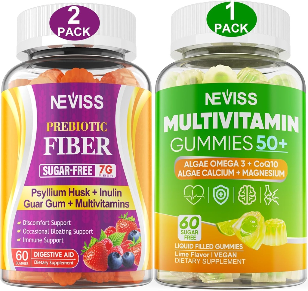 NEVISS Bundle - Ženy a muži 50 + Multivitamin 1 balení a prebiotický fiber 2 balení