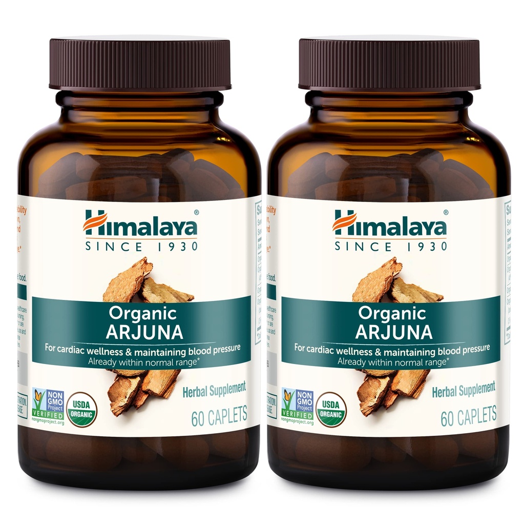 Himalaya Organic Arjuna, Krevní tlak dodatek pro kardiovaskulární wellness a srdce zdraví, 700mg, 60 Počet (balení po 2)